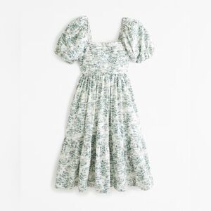 Abercrombie & Fitch Poplin Puff Sleeve Midi Dress